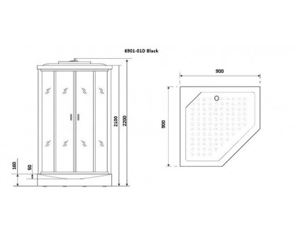 Душевая кабина Niagara Premium NG-6901-01D BLACK 90х90 см