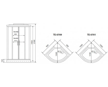 Душевая кабина Timo ECO TE-0701 Р 100х100 см