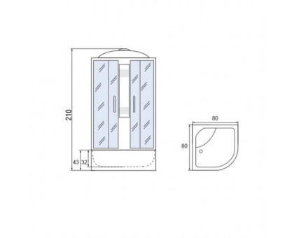 Душевая кабина Мономах 80/43 С МЗ 80х80х210, полукруг