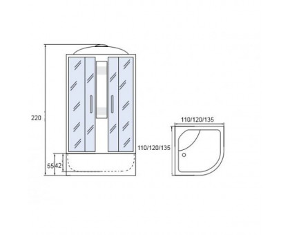 Душевая кабина Мономах 120/120/55 С МЗ  120х120х220, полукруг