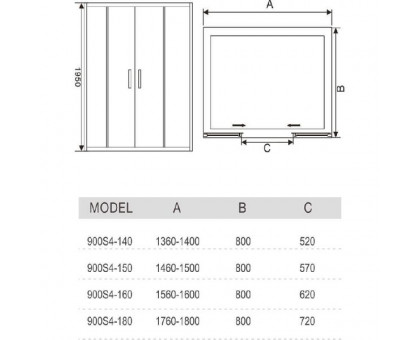 Душевая дверь в нишу WeltWasser WW900 900S4-140 140