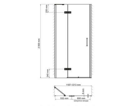 WasserKRAFT Aller 10H05LBLACK MATT Душевая дверь