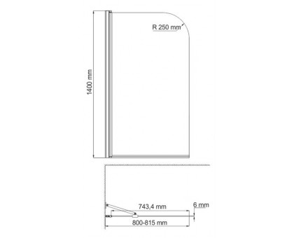 WasserKRAFT Leine 35P01-80 Fixed Стеклянная шторка на ванну