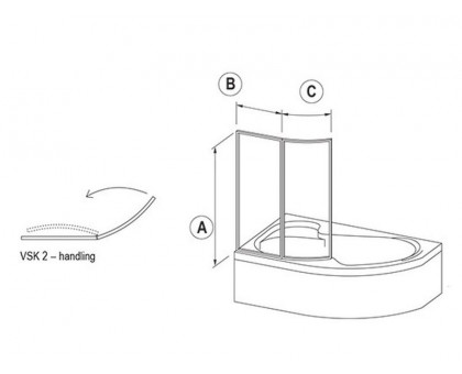 Шторка для ванны Ravak Rosa 160 L Supernova VSK2 стекло Transparent