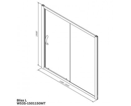 W53S-1501150MT BLISS L Шторка на борт ванны 150x150,с одной дверью,профиль мат. хром, стекло прозрач