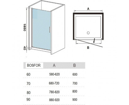 Душевая дверь в нишу River BOSFOR 80 MT 80