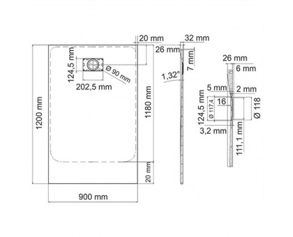 WasserKRAFT Leine 35T07 Душевой поддон