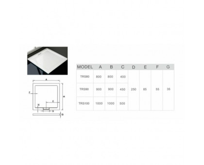 Душевой поддон WeltWasser WW TRS 90 90х90 см с сифоном