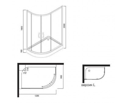 W53T-302L120W BLISS L Twin Slide 120.  Поддон для душ.уголка, левосторонний, 120x80, белый акрил