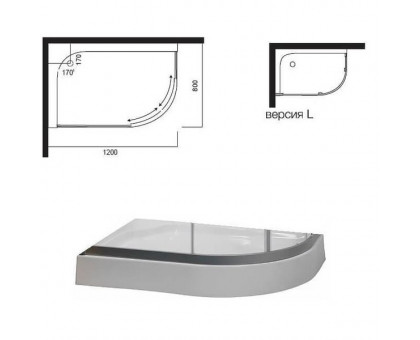 W53T-302L120W BLISS L Twin Slide 120.  Поддон для душ.уголка, левосторонний, 120x80, белый акрил