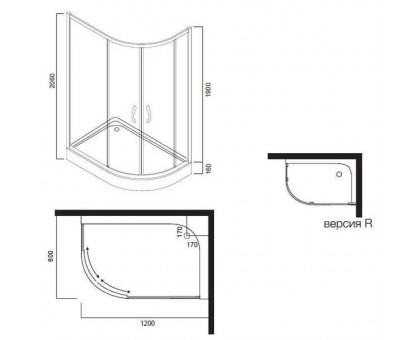 W53T-302R120W BLISS L Twin Slide 120.  Поддон для душ.уголка, правосторонний, 120x80, белый акрил