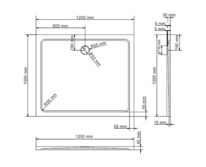 Душевой поддон WasserKRAFT Berkel 48T10 120х100