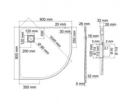 WasserKRAFT Leine 35T01 Душевой поддон