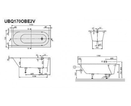 Акриловая ванна Villeroy & Boch Oberon UBQ 170 OBE 2V-01 170х75 см