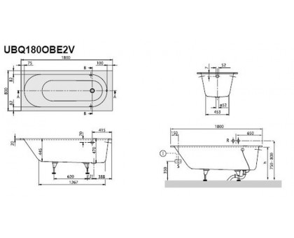 Акриловая ванна Villeroy & Boch Oberon UBQ180OBE2V-01 180x80, alpin