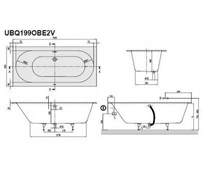 Акриловая ванна Villeroy & Boch Oberon UBQ 199 OBE 2V-01 190х90 см