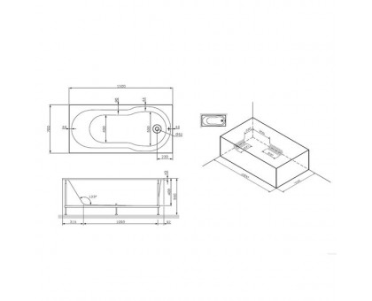 W88A-150-070W-A X-Joy, ванна акриловая A0 150x70 см, шт