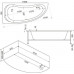 Ванна акриловая Bas Алегра 150х90х65 угловая асимметричная (левая), с гидромассажем
