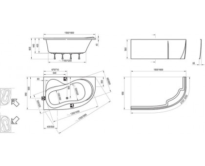 Ванна Rosa 95 150х95 правая белая