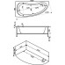 Ванна акриловая Bas Алегра 150х90х65, угловая асимметричная (левая), с каркасом