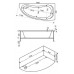 Ванна акриловая Bas Алегра 150х90х65, угловая асимметричная (правая), с каркасом