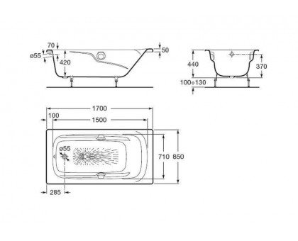 Ванна чугунная Roca Ming 72302G000R 170х85 см