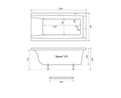 Ванна акриловая Triton (Тритон) Джена 170х70х60 прямоугольная
