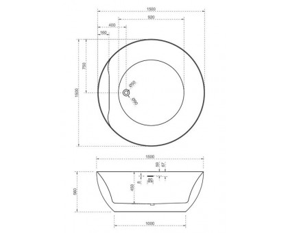 Ванна ABBER AB9280 отдельностоящая 150х150 см