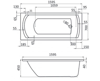 Ванна акриловая Santek МОНАКО 160х70 прямоугольная, белая