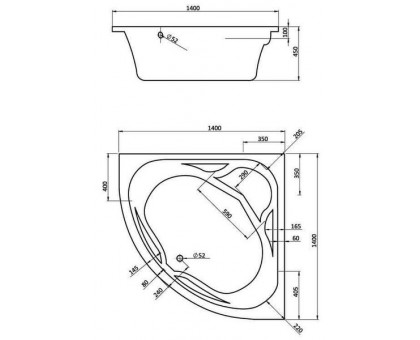 Ванна акриловая Santek (Сантек) Карибы 140х140х47 симметричная