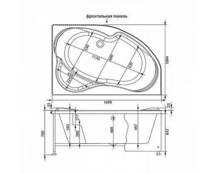 Акриловая ванна Aquanet Capri 00203922 170x110 R