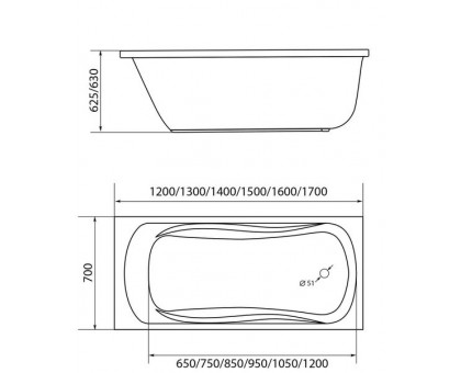 Акриловая ванна 1Marka CLASSIC A 4604613315894 120х70 см