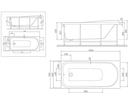 W80A-150-070W-A Like, ванна акриловая A0 150х70 см, шт