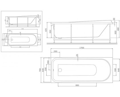 W80A-170-070W-A Like, ванна акриловая A0 170х70 см,шт