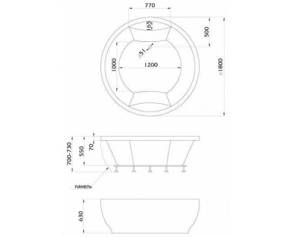 Акриловая ванна AIMA OMEGA 4604613100131 180х180 круглая