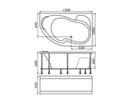 Акриловая ванна Marka One AURA L 4604613001254 150х105 см