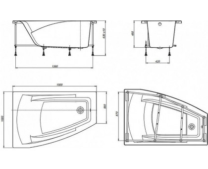 Акриловая ванна Roca Hall Angular L ZRU9302864 150х100 см