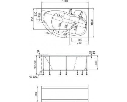 Акриловая ванна Marka One AURA L 4604613315849 160х105 см