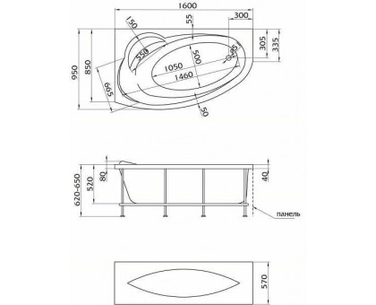 Акриловая ванна Marka One JULIANNA L 4604613306434 160х95 см