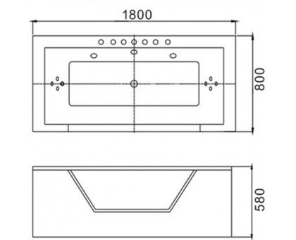 Ванна акриловая WeltWasser WW HB KONIGS 180/80 WT 180х80х58 с гидромассажем, белая