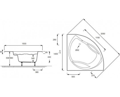 Акриловая ванна Jacob Delafon Presqu'ile E6045RU-00 145х145 см