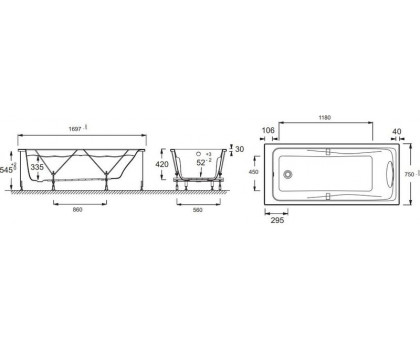 Jacob Delafon Odeon Up E60491RU-00 ванна прямоугольная 170x75