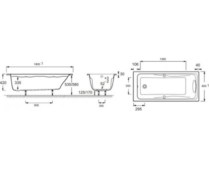 Jacob Delafon ODEON UP E6048RU-00 Ванна 180 x 80 см