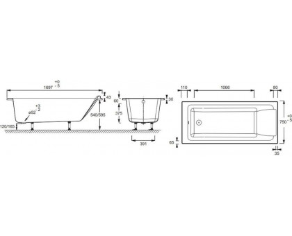 Ванна акриловая SOFA E60515RU-01 170х75 см